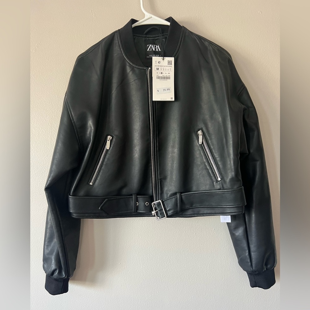 Zara FAUX LEATHER BIKER JACKET, new with tags 🏷️
